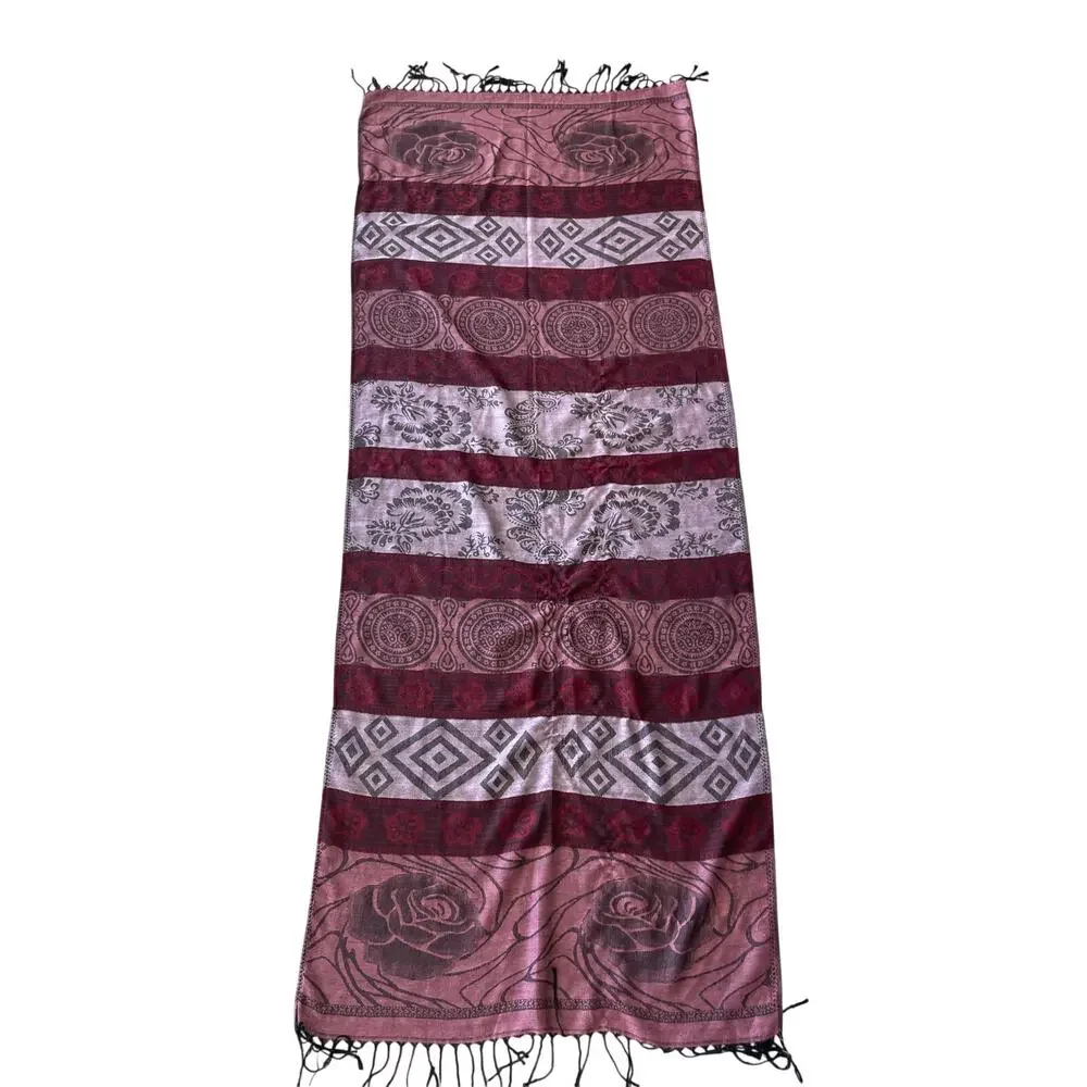 Cashmere Scarf/Wrap Red Rose Floral Pink Paisley Ethnic Elegance Shawl, Classy